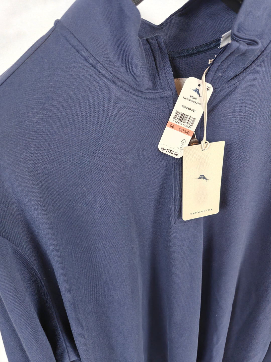 Mens Tommy Bahama Quarter Zip Pullover Blue 3XLT