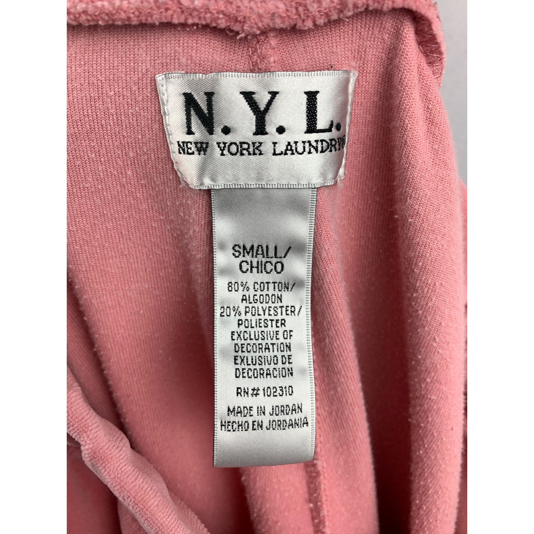 Pink Velour Track Pants With Side Stripe By N.Y.L. Small