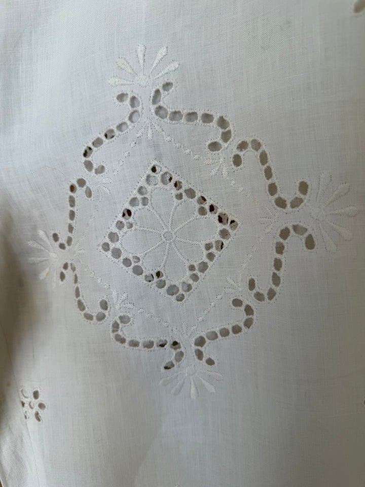 Vintage Moschino White Linen Eyelet Embroidered Pants Trousers