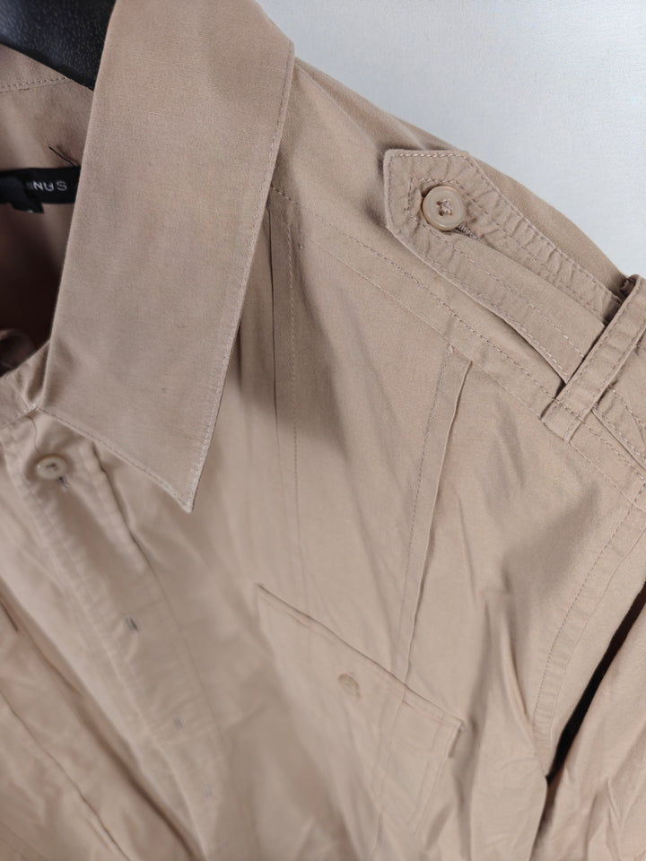 Men’s In Add Minus Military Utility Shirt Tan 17.5 XL