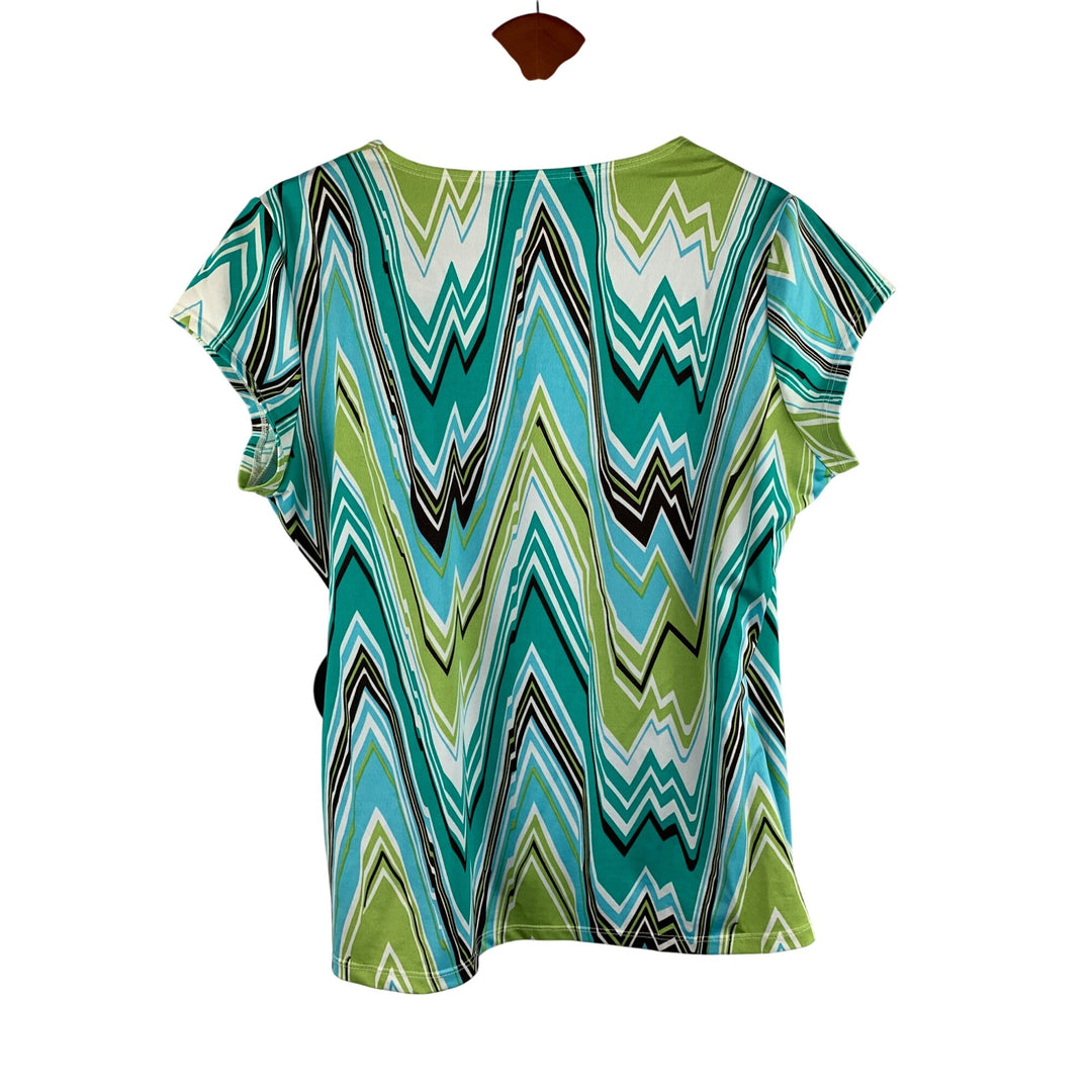 Notations Womens Petite Chevron Wrap Top PM Polyester Spandex