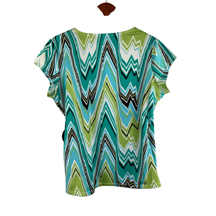 Notations Womens Petite Chevron Wrap Top PM Polyester Spandex