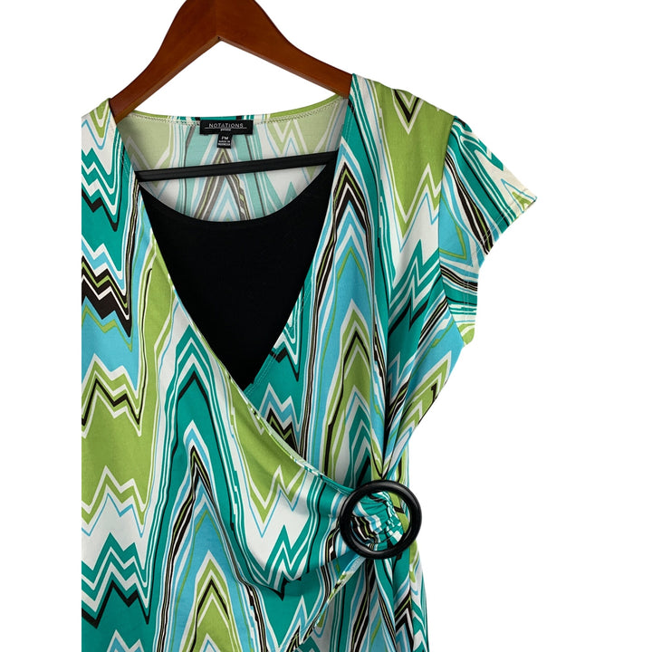 Notations Womens Petite Chevron Wrap Top PM Polyester Spandex