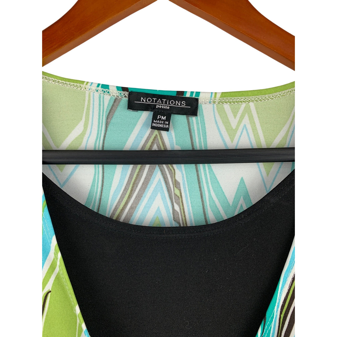 Notations Womens Petite Chevron Wrap Top PM Polyester Spandex