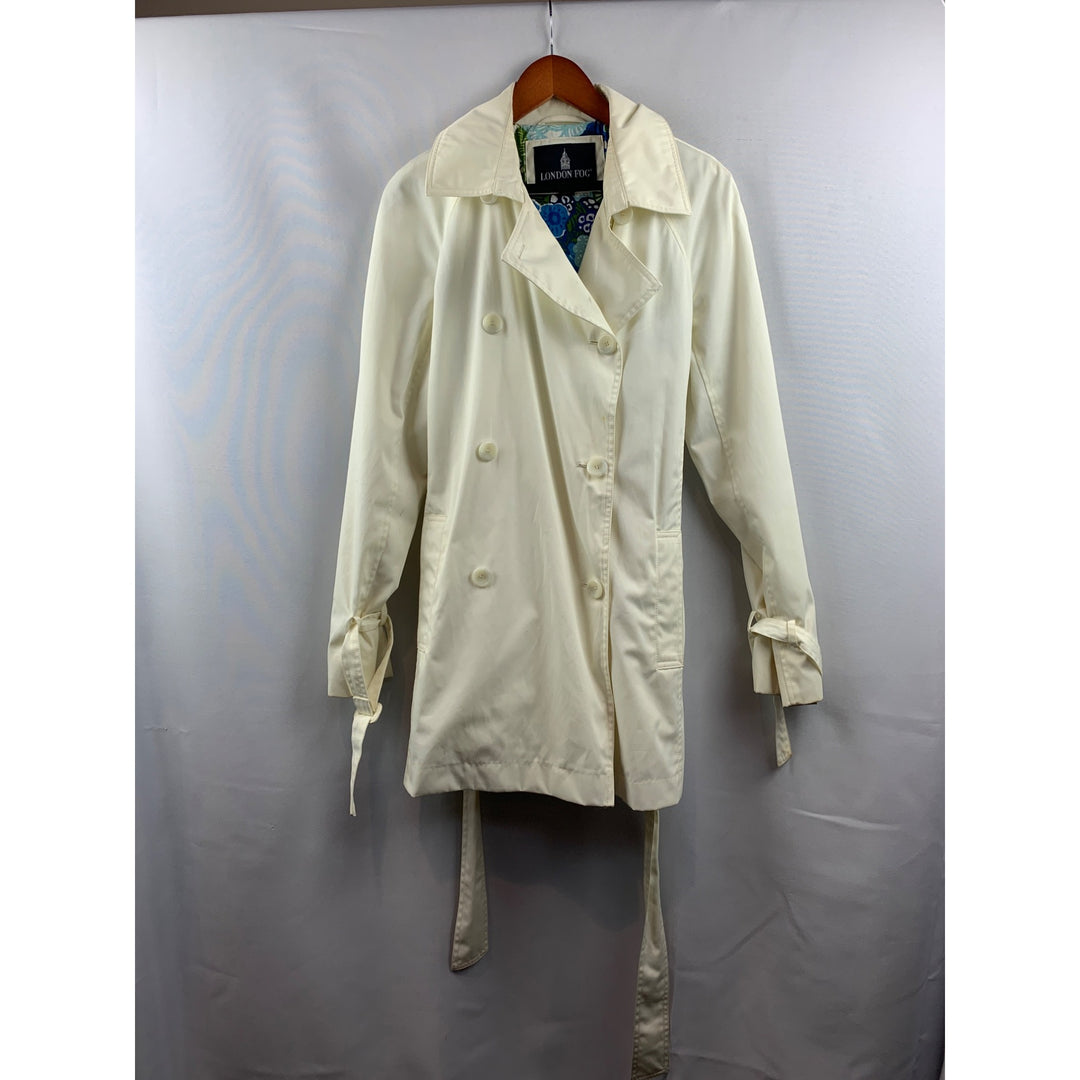 Women's London Fog Short Trench Coat White Size M