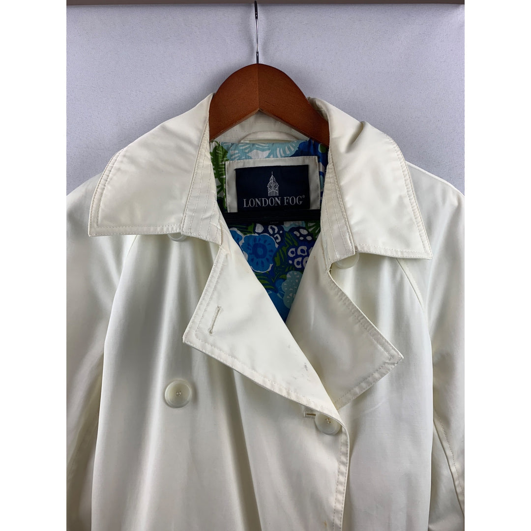 Women's London Fog Short Trench Coat White Size M