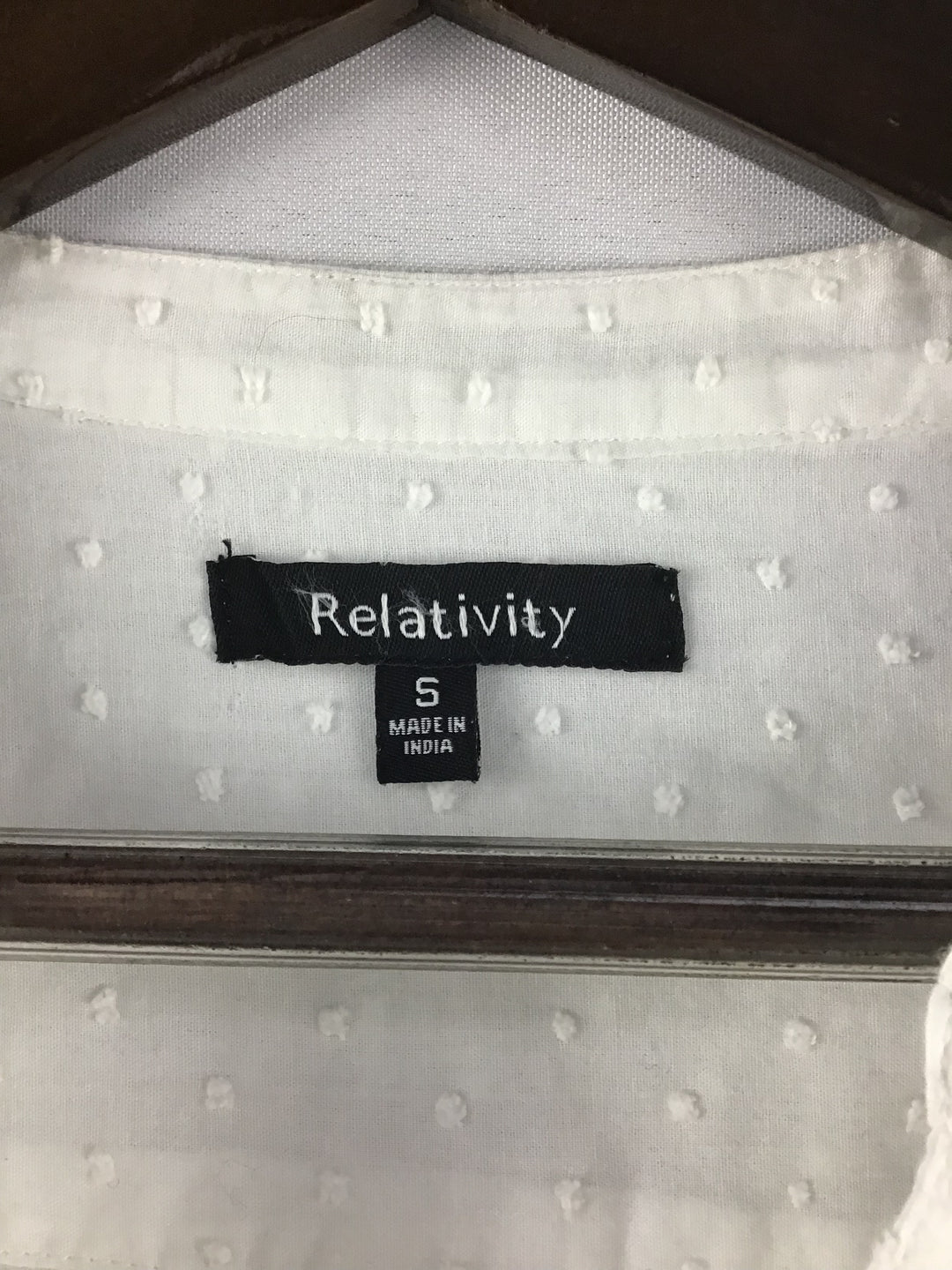 Women’s Relativity White Roll Tab Sleeve Half Buttoned Blouse Size Small