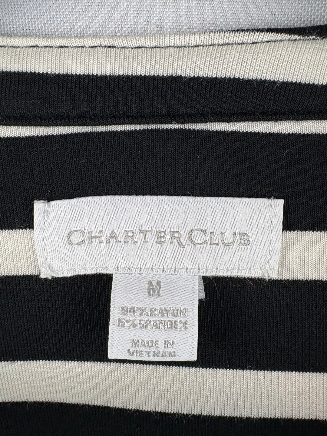 Women’s Charter Club Medium Black & White Striped Blouse