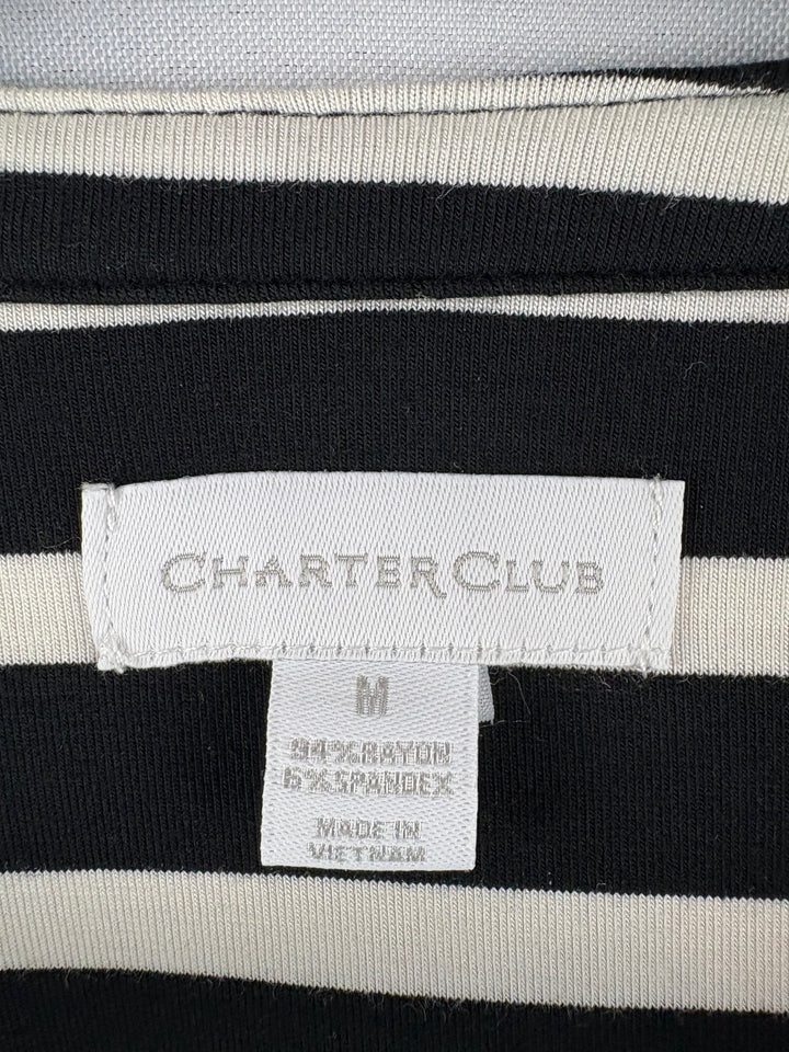 Women’s Charter Club Medium Black & White Striped Blouse