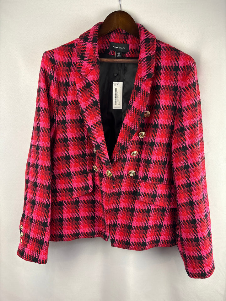 Women’s Karen Millen Size 18 Pink Red &amp; Black Blazer