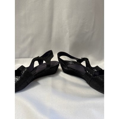 Women’s Vaneli Platform Sandal Black Microfiber Slingback Strap Shoes Sz 8
