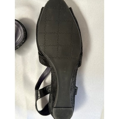 Women’s Vaneli Platform Sandal Black Microfiber Slingback Strap Shoes Sz 8