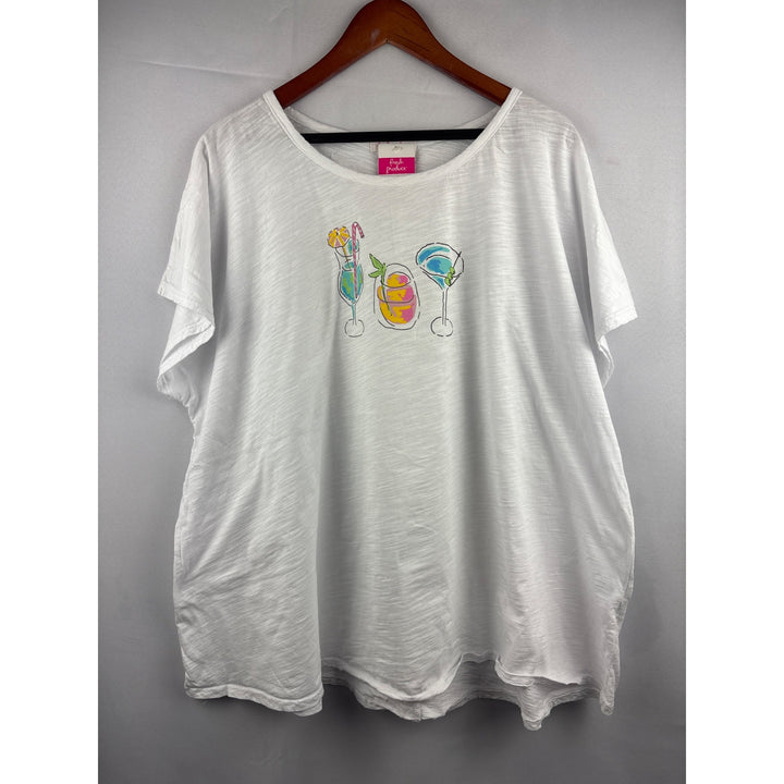 Fresh Produce Womens White Cotton Graphic Tee OS
