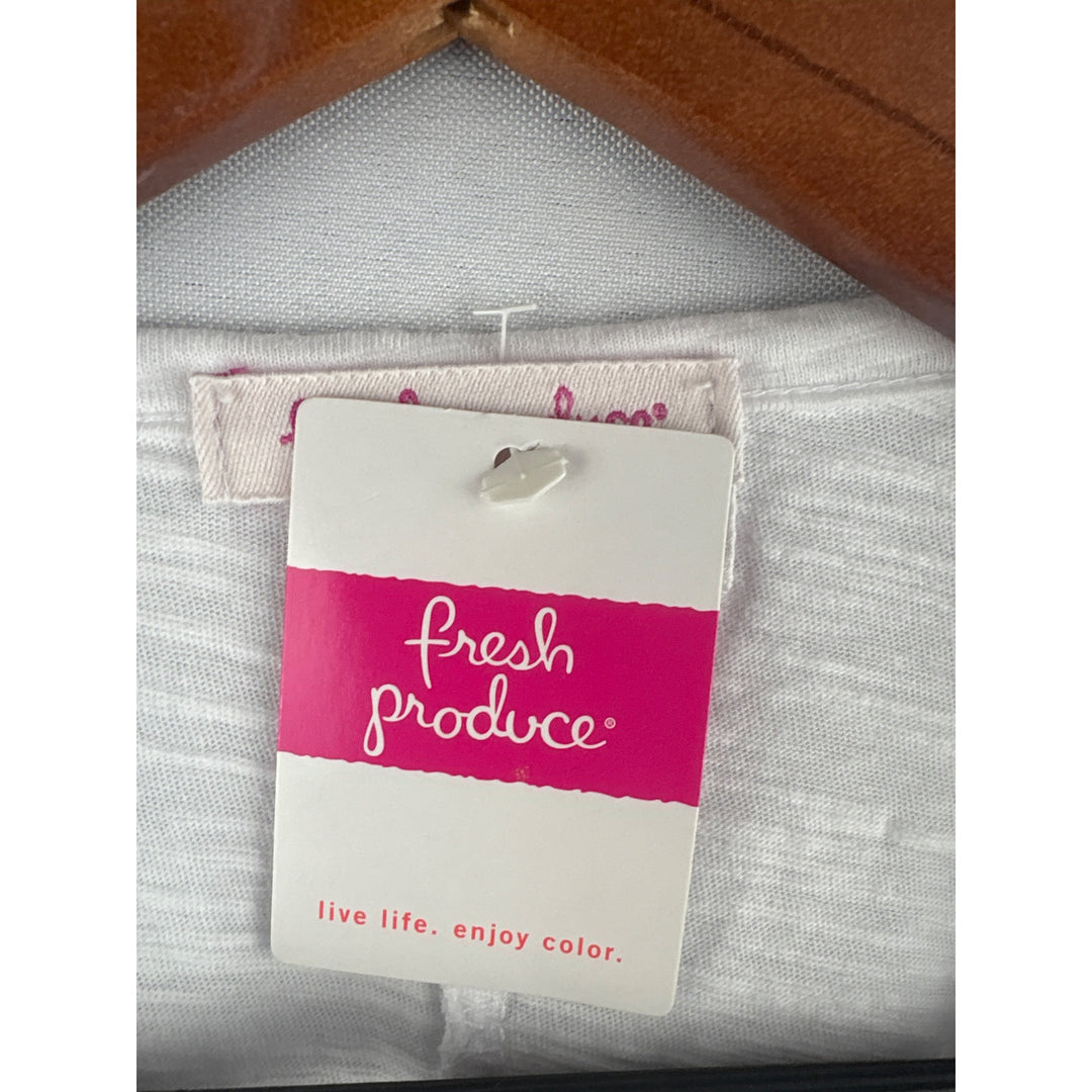 Fresh Produce Womens White Cotton Graphic Tee OS