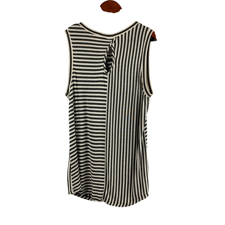 Cabi Black & White Striped Sleeveless Top S