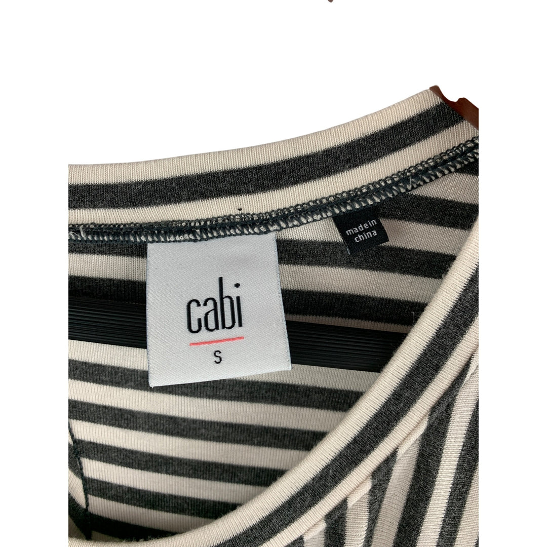 Cabi Black & White Striped Sleeveless Top S