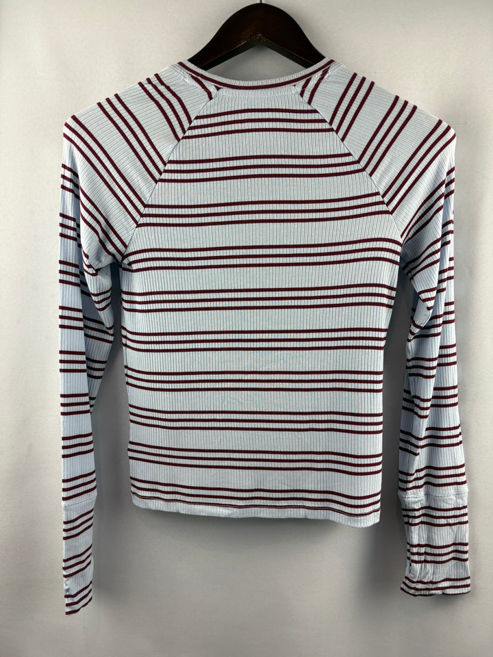 Women’s Offline by Aerie Small Sky Blue Long Sleeve w/ Red Stripes