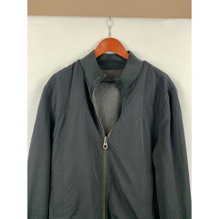 Reversible Mens Bomber Jacket With Zip Closure & Ribbed Collar