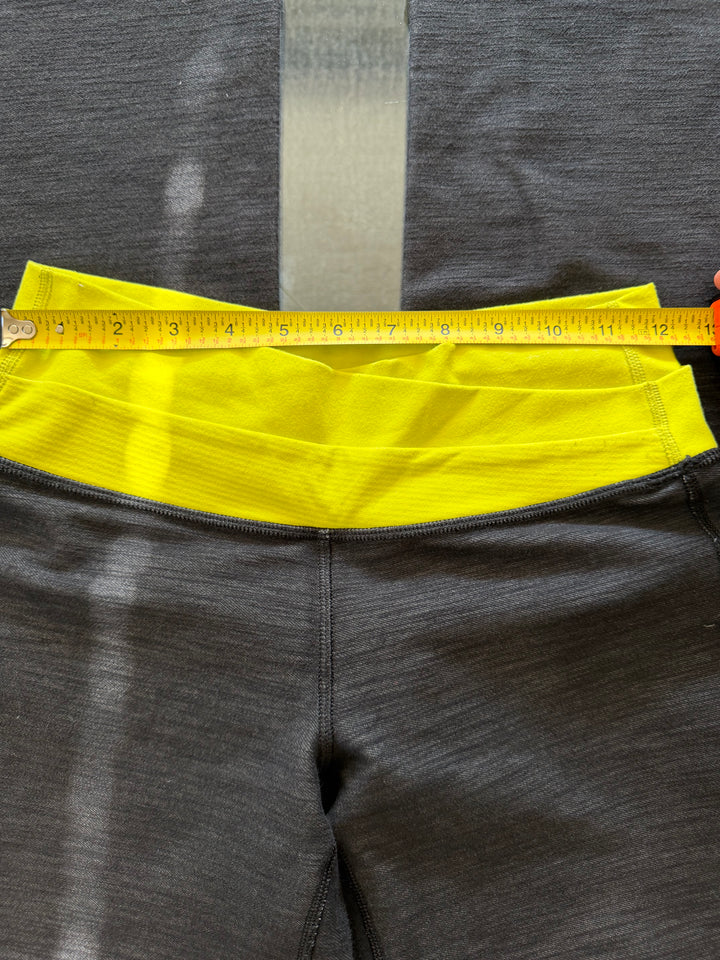 Lululemon Astro Pants Black Heathered Gray Neon Yellow Flare