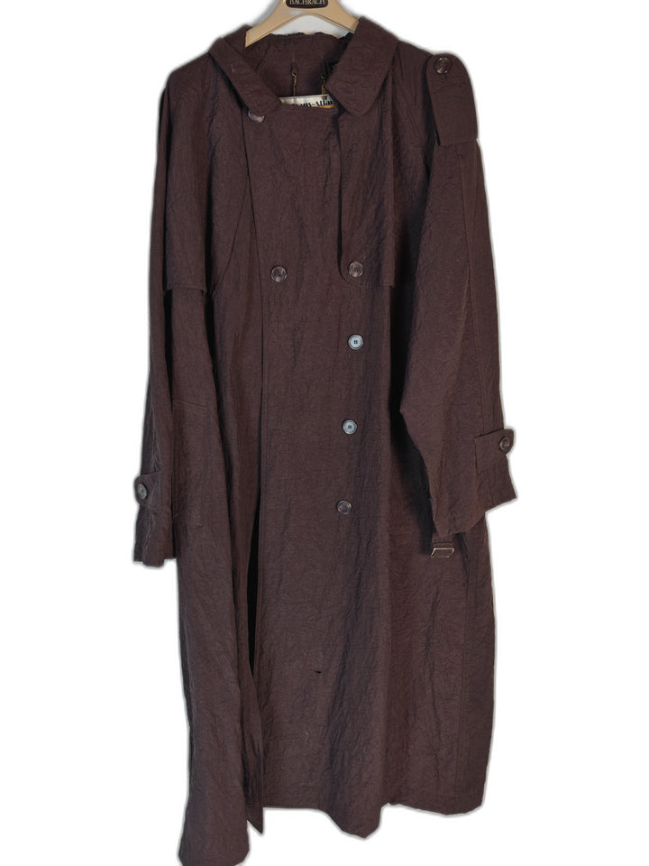 Club Trans-Atlantique Men's Brown Trench Coat XL Belted Double Breasted Lightweight