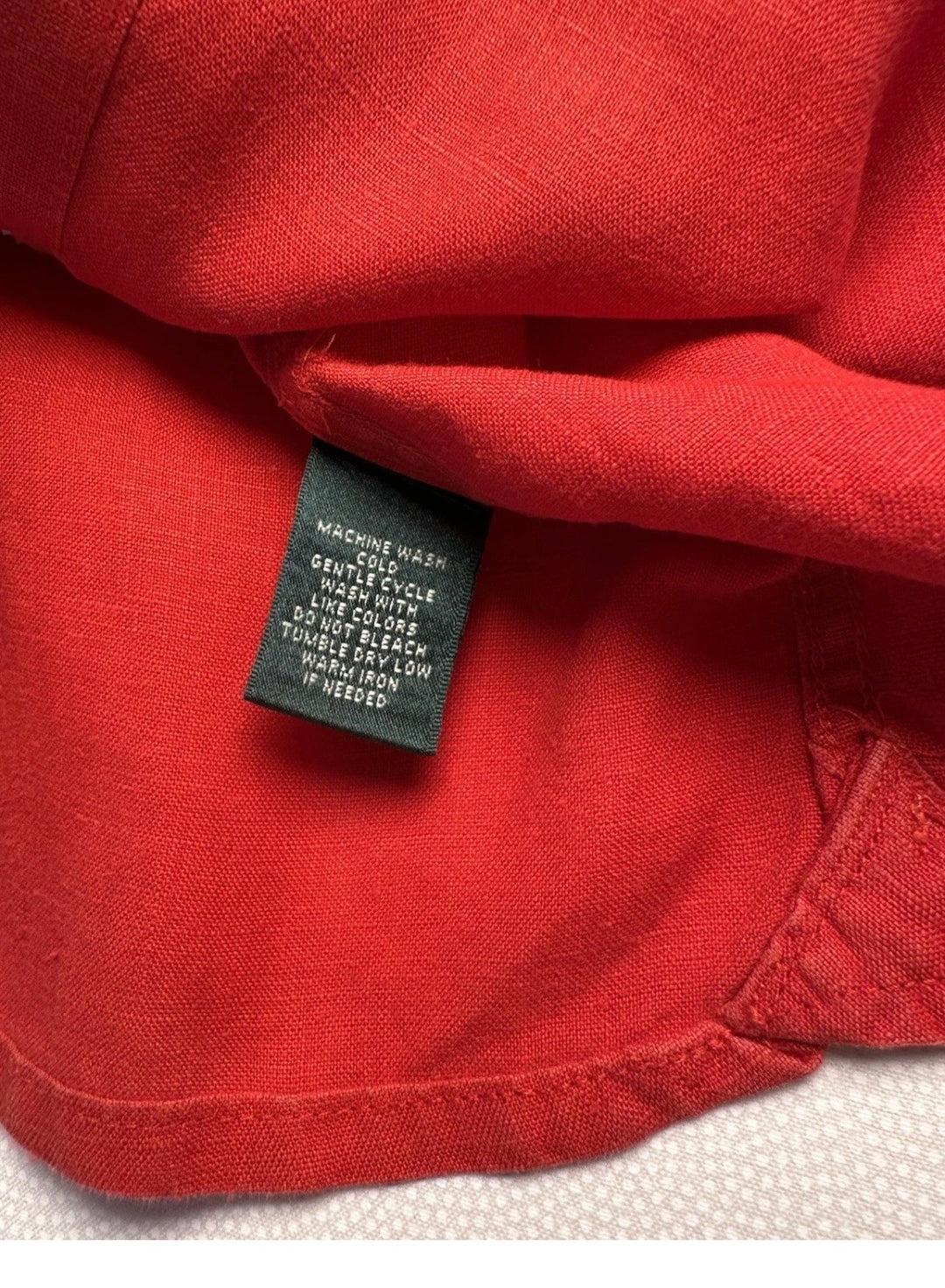 Lauren Ralph Lauren 100% Linen Red Button Up Shirt Womens 2X Roll Tab