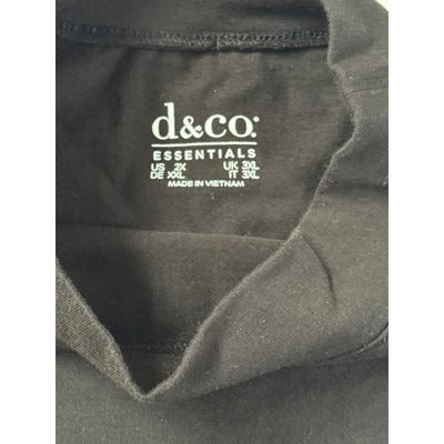 D&Co. Essentials Black Long Sleeve Mock Neck Top Womens 2X Cotton/Spandex
