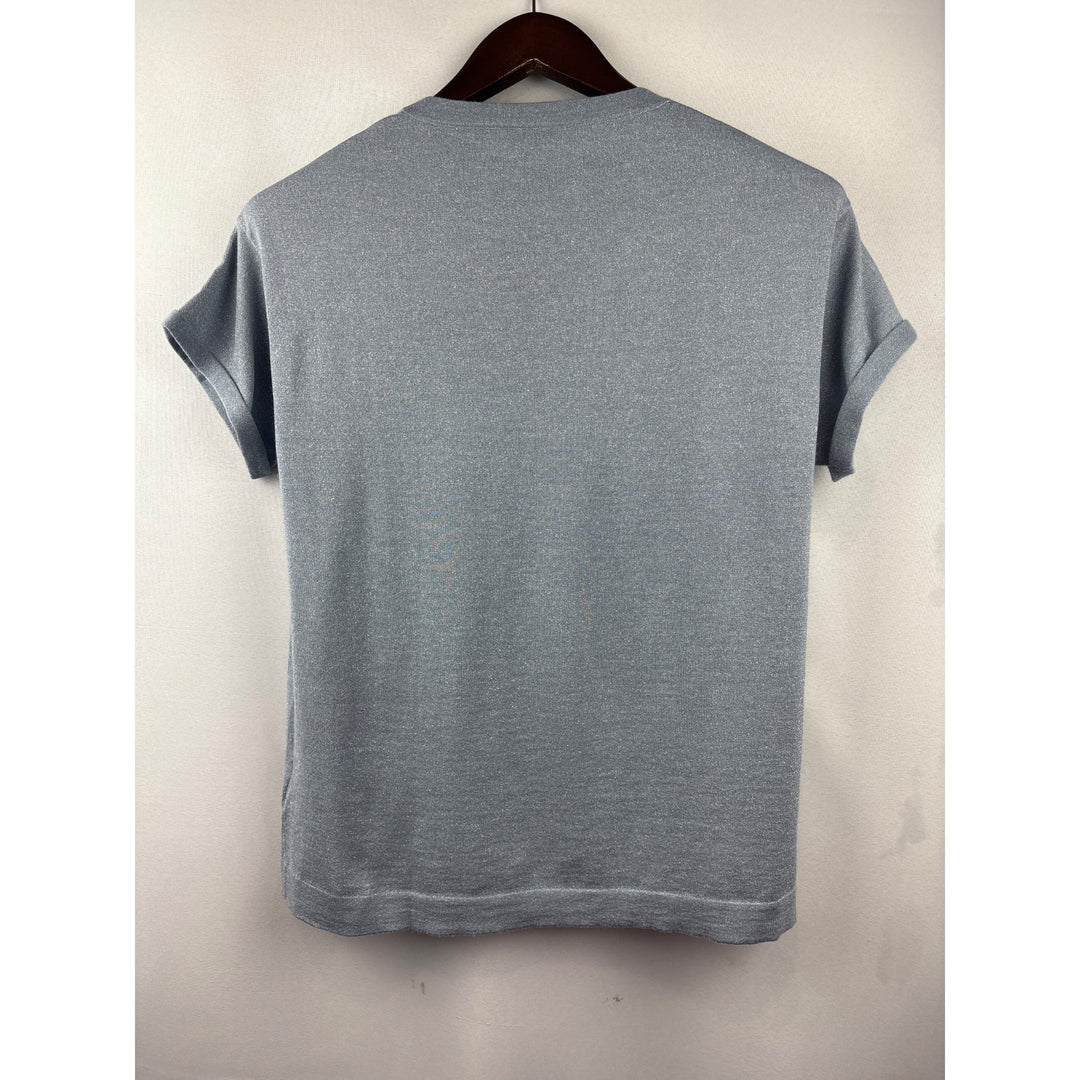Women’s Brunello Cucinelli Small Grey Sparkly Cashmere T-Shirt
