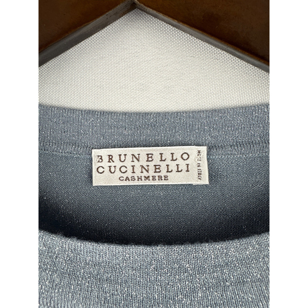 Women’s Brunello Cucinelli Small Grey Sparkly Cashmere T-Shirt