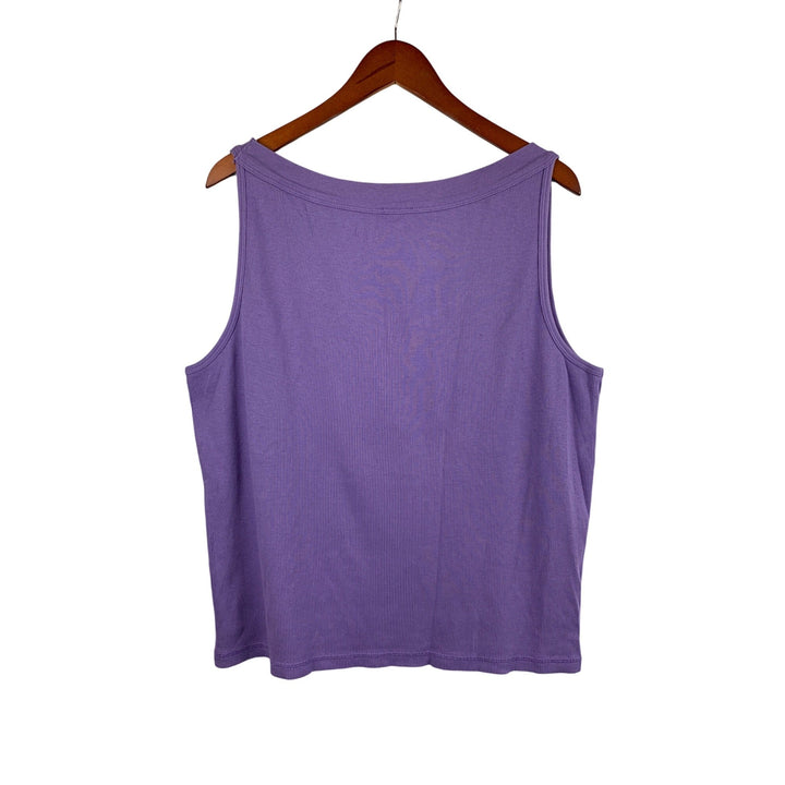 Chicos Womens Purple V-Neck Tank Top Size 3 100% Cotton