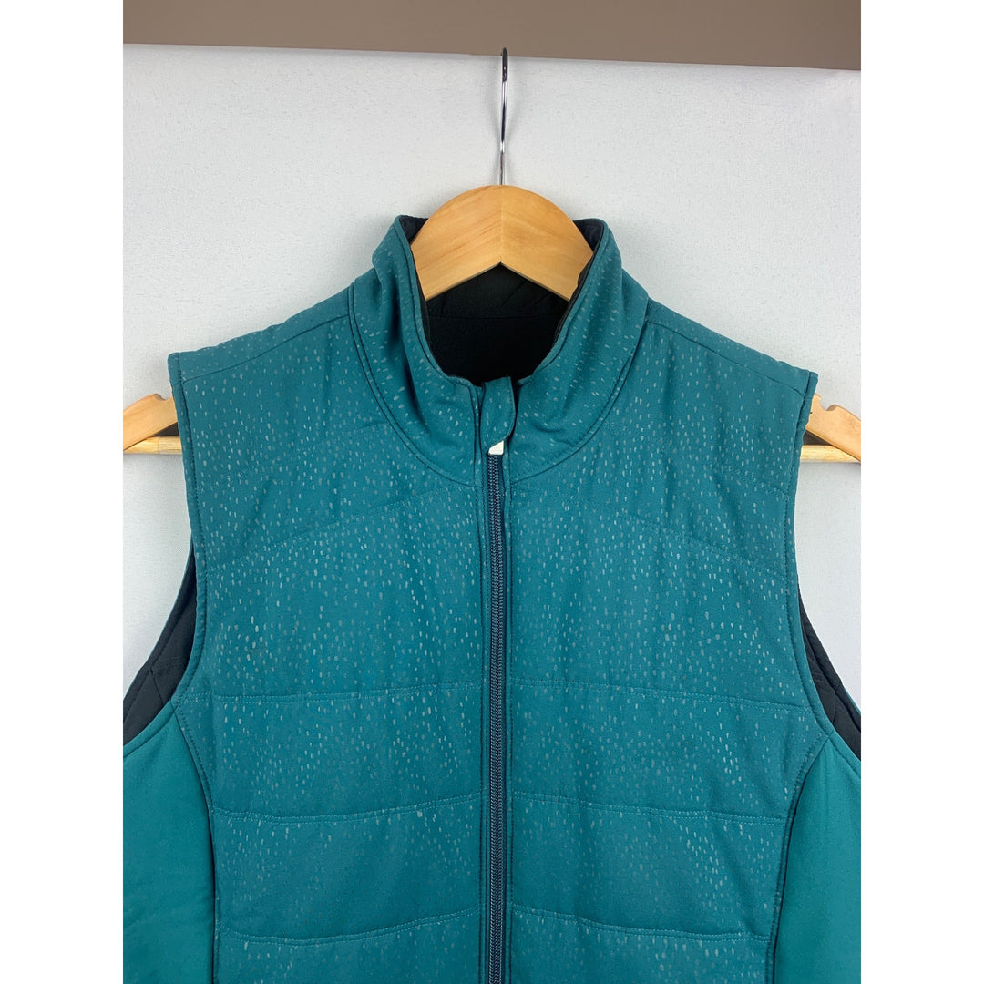 Women's Adidas Green & Black Reversible Zipper Puffer Vest Size M