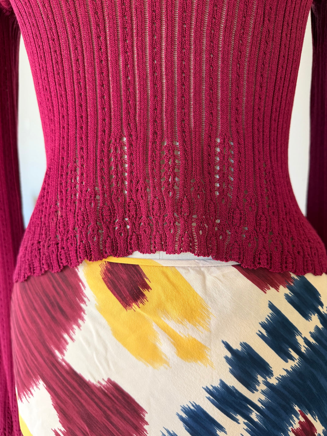 Archival John Galliano Era Christian Dior Burgundy V-Neck Sweater