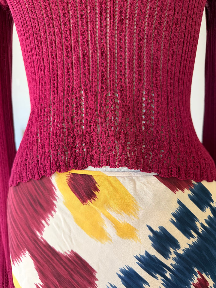 Archival John Galliano Era Christian Dior Burgundy V-Neck Sweater