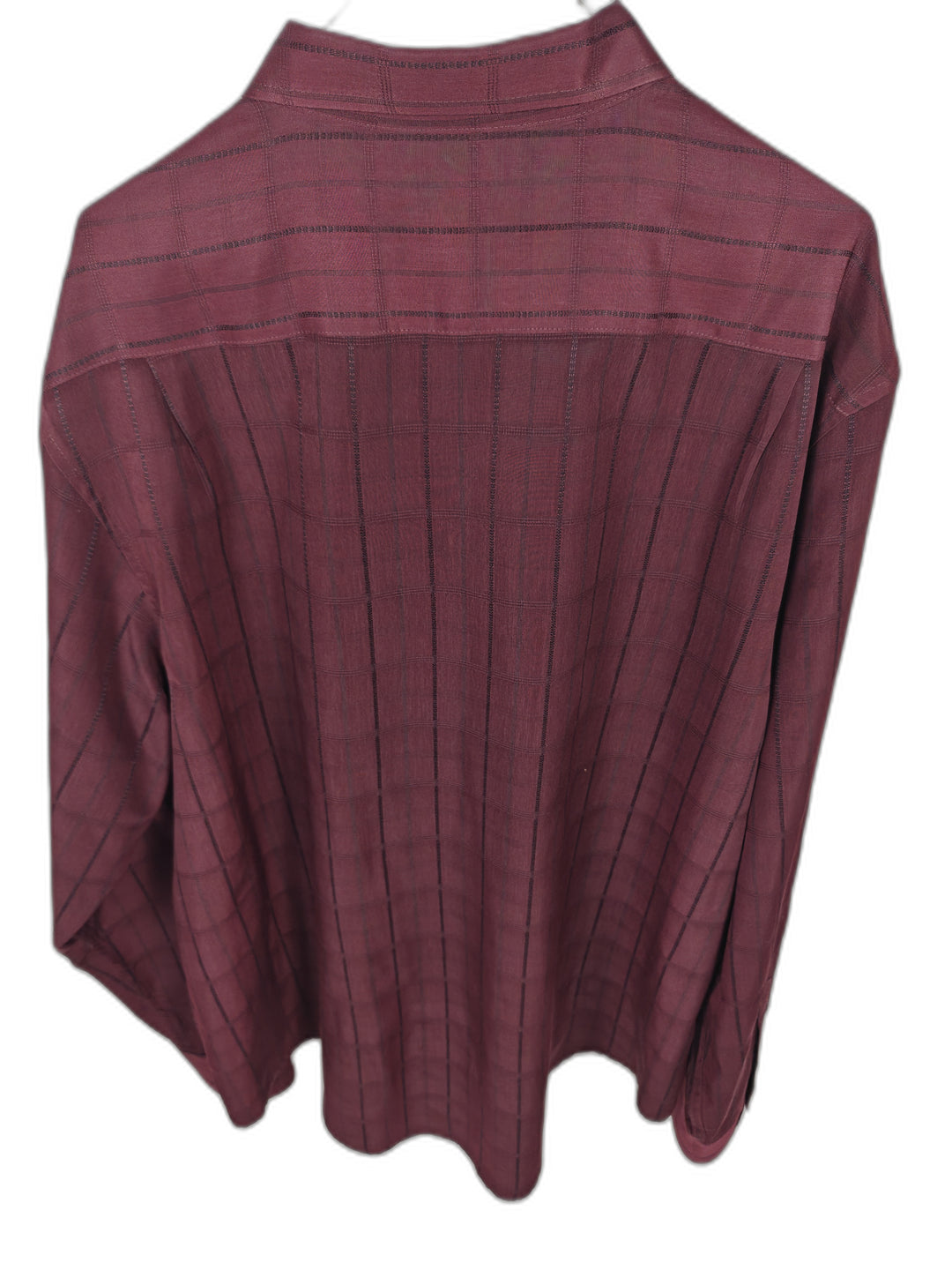 George Men's 2XL Burgundy Windowpane Long Sleeve Button Front Shirt Size 50-52
