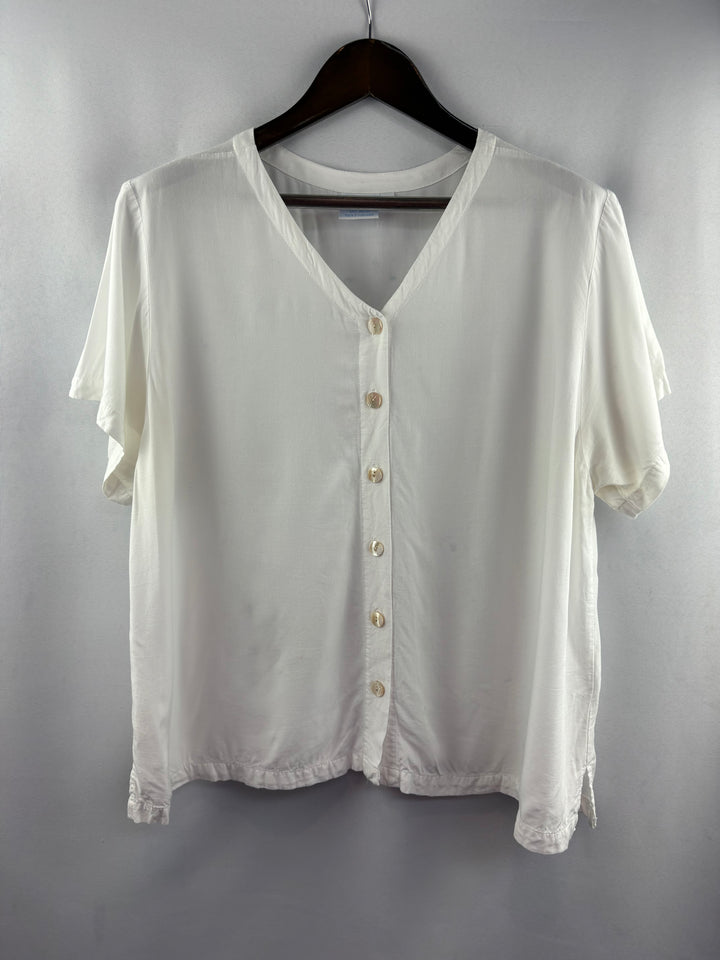Women’s Blue Ginger XL White Button Up Blouse