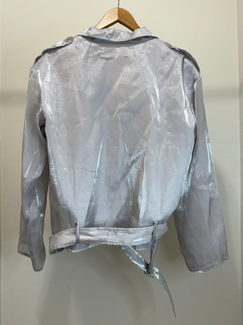 AKIRA Sheer Silver Moto Jacket - Women&