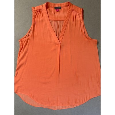 Women’s Vince Camuto Orange Sleeveless V-Neck Blouse Sz Medium