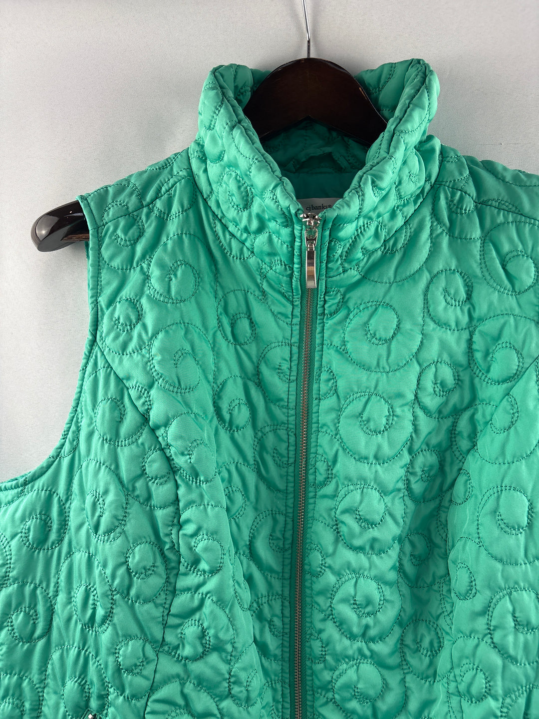 Women’s CJ Banks Size 2X Teal Swirl Embroidered Puffer Vest