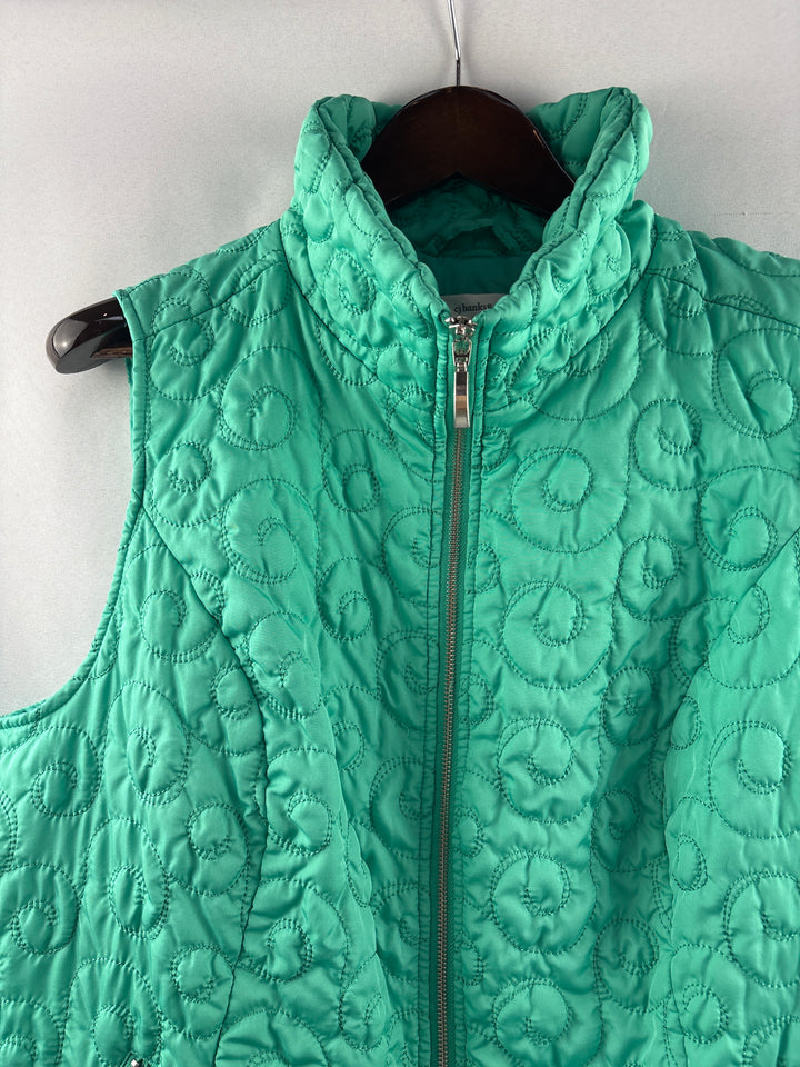 Women’s CJ Banks Size 2X Teal Swirl Embroidered Puffer Vest