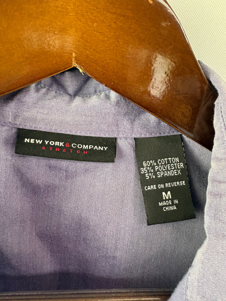 Women’s New York & Company Medium Misty Purple Short Sleeve Button Up