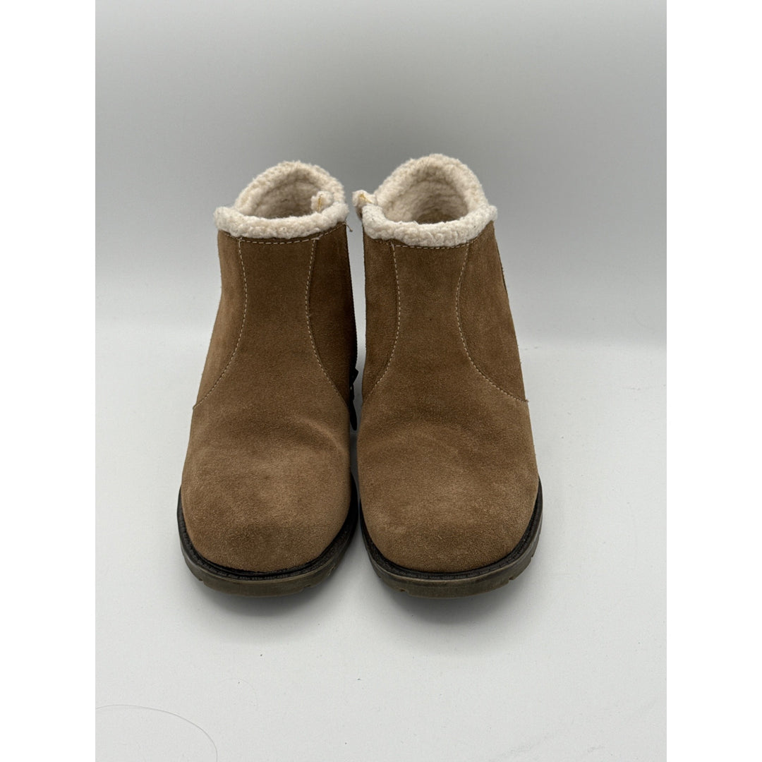 Sporto Womens Brown Ankle Boots Size 7.5M Suede Faux Fur Lined With Zipper Closure