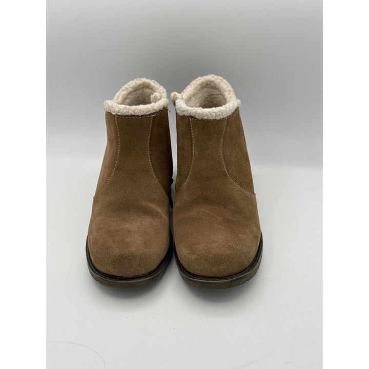 Sporto Womens Brown Ankle Boots Size 7.5M Suede Faux Fur Lined With Zipper Closure