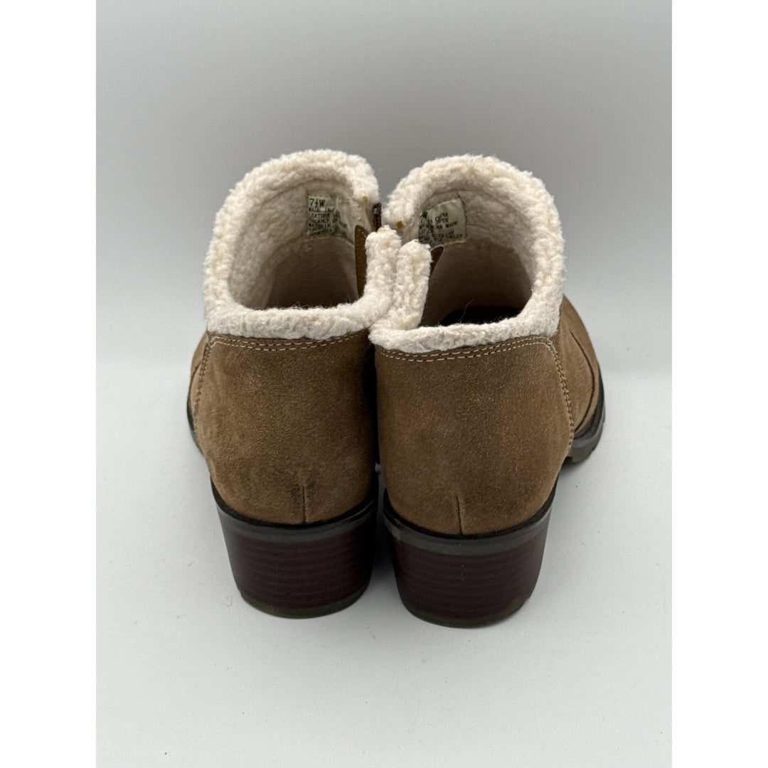 Sporto Womens Brown Ankle Boots Size 7.5M Suede Faux Fur Lined With Zipper Closure