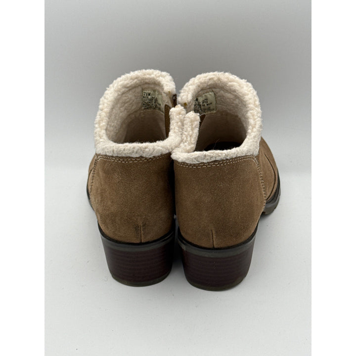 Sporto Womens Brown Ankle Boots Size 7.5M Suede Faux Fur Lined With Zipper Closure