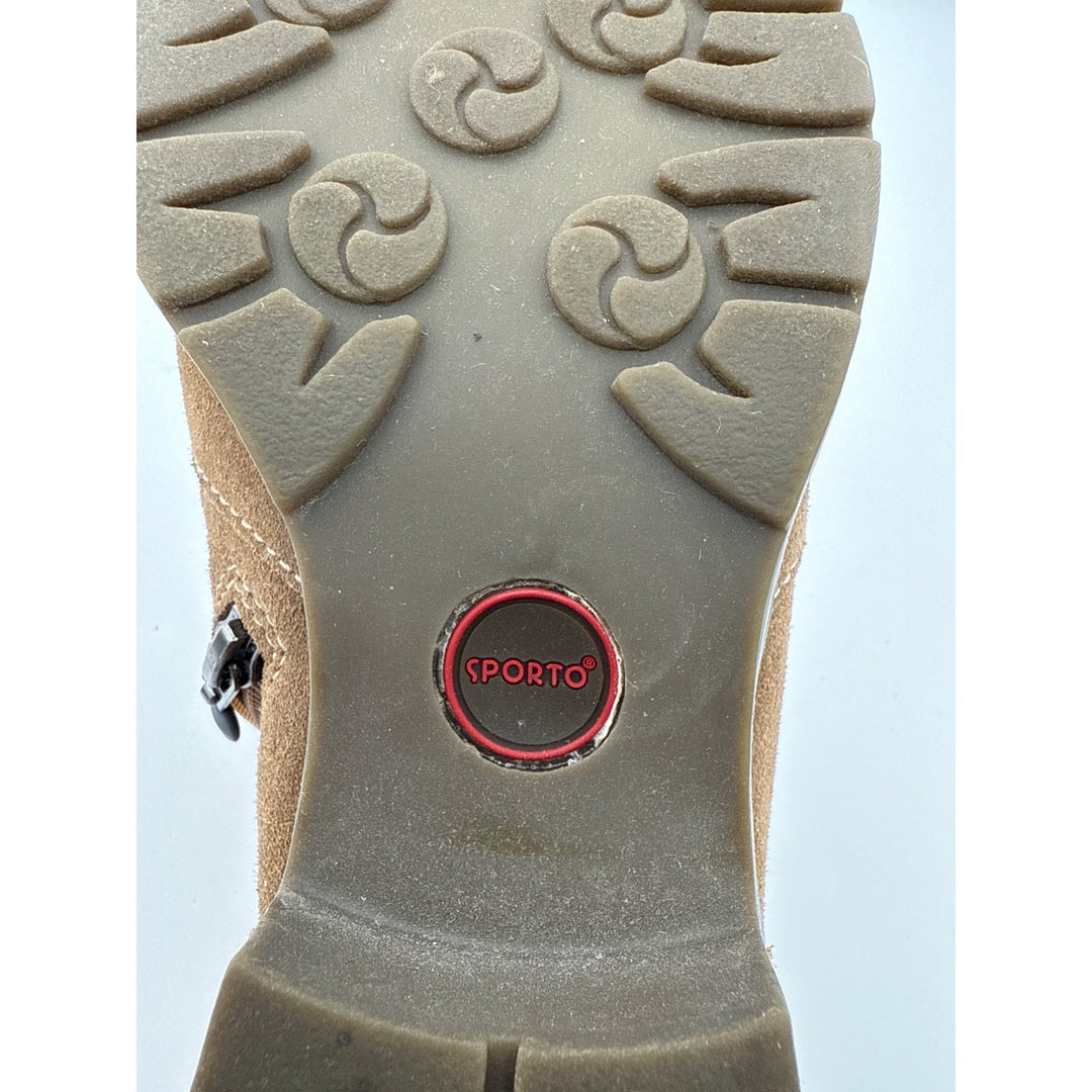 Sporto Womens Brown Ankle Boots Size 7.5M Suede Faux Fur Lined With Zipper Closure