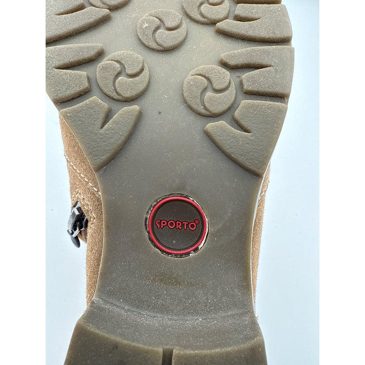 Sporto Womens Brown Ankle Boots Size 7.5M Suede Faux Fur Lined With Zipper Closure
