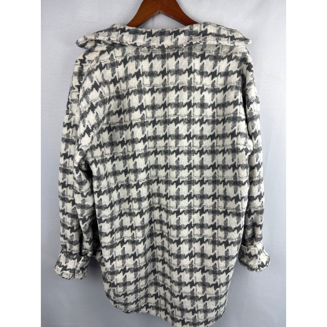 La Miel Womens Houndstooth Button-Up Jacket M