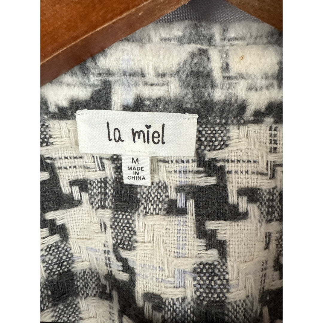 La Miel Womens Houndstooth Button-Up Jacket M