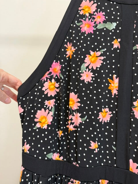Torrid Floral Polka Dot Studio Knit Skater Dress Sz1X(14-16) NWT