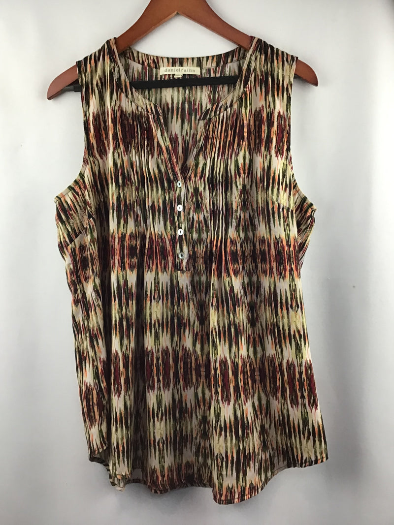 Women’s Daniel Rainn Top Sleeveless Lightweight Boho Print Size M