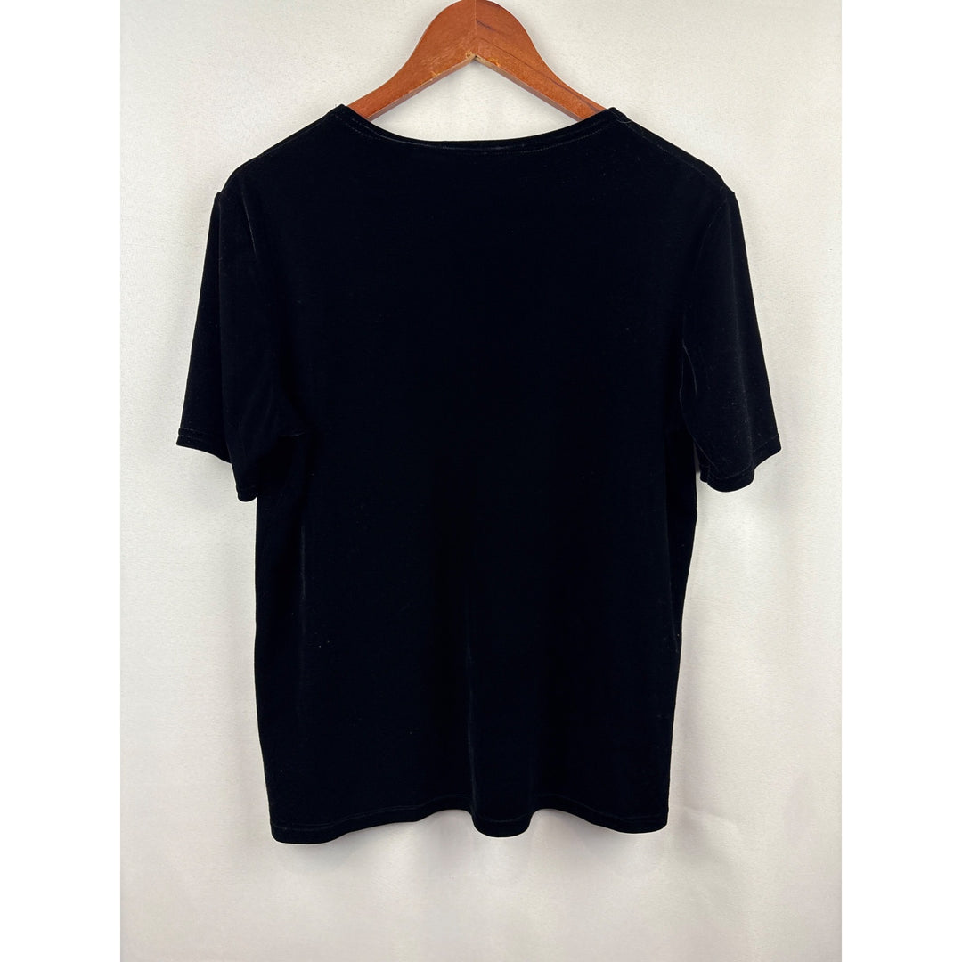Women’s Kathy Ireland XL Black Velvet Short Sleeve Shirt